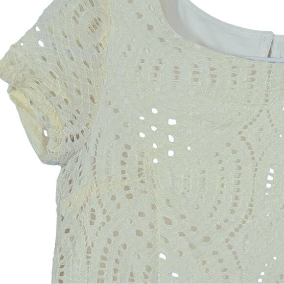 J. Crew Lace Overlay Ivory T-Shirt Size 4 - Picture 4 of 13